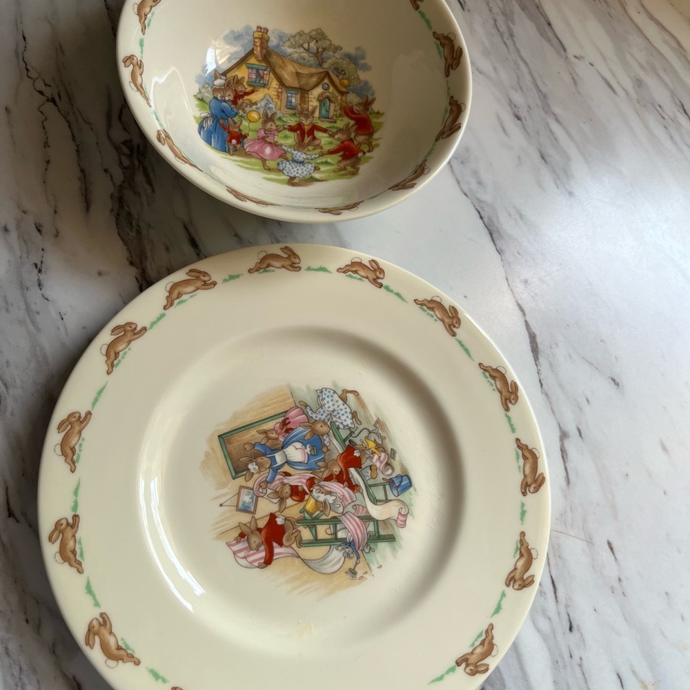VINTAGE BUNNYKINS plate and bowl
